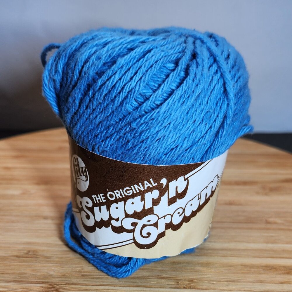 Lily The Original Sugar 'N Cream 4 ply 100% Cotton Delft Blue Yarn - 1 Skein